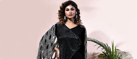 Check out our exquisite range of Crepe Gowns. Right here!