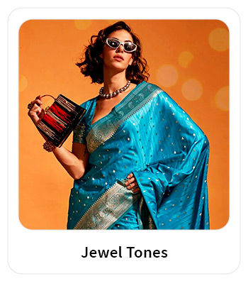 Top Embroidered Sarees, Pakistani Suits, Top-Bottom Sets, Gowns & more in Jewel tones. Shop!