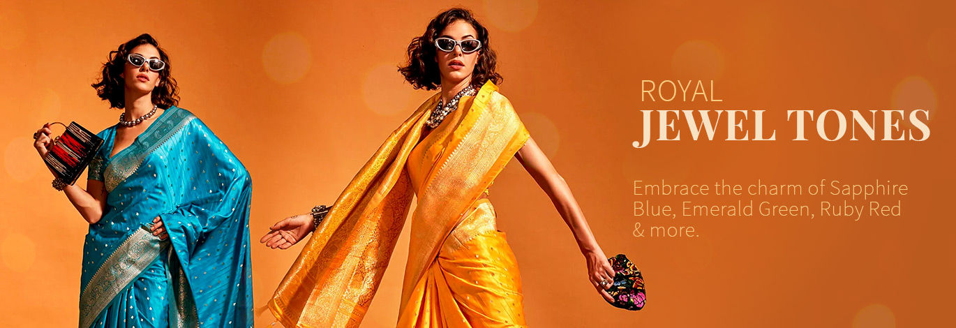 Royal Indian fashion in colors of Jewels like sapphire blue amethyst purple, ruby red, etc. Shop!