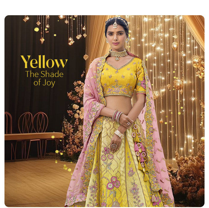 Vibrant collection of Yellow Indian & Contemporary wear for Haldi. Shop!