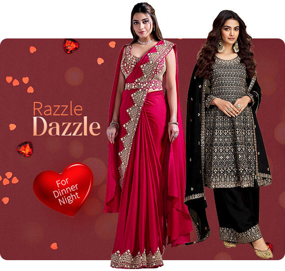 Valentines’ Day Dinner Date: Sequined Sarees, Gowns, and much more. Shop!