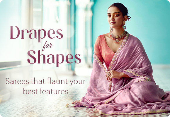 Sarees For Every Body Type: Pear, Column, Apple, Hourglass, and Inverted Triangle. Shop!