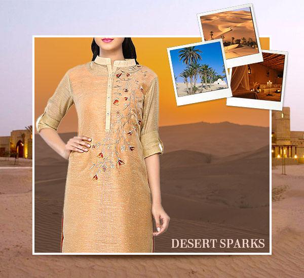 Breezy and flowy fabrics in Beige and Brown are the best choice for a Desert safari. Shop now!