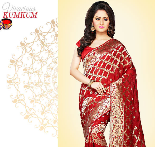 Priceless Sarees in Banarasis, Brocades, Sournachuis & more in shades of Red. Shop!