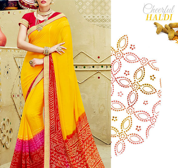Vibrant Lehariya, Bandhej Sarees & more in hues of Yellow. Shop!